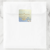 金ゴールド(ユダヤ教)メノラー、コイン&ドレディデルスハッピーハヌカー スクエアシール (バッグ)