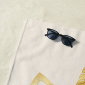 金ゴールド・ユニコーン・ピンク・パーソナライズされたトリム ビーチタオル (インサイチュ)