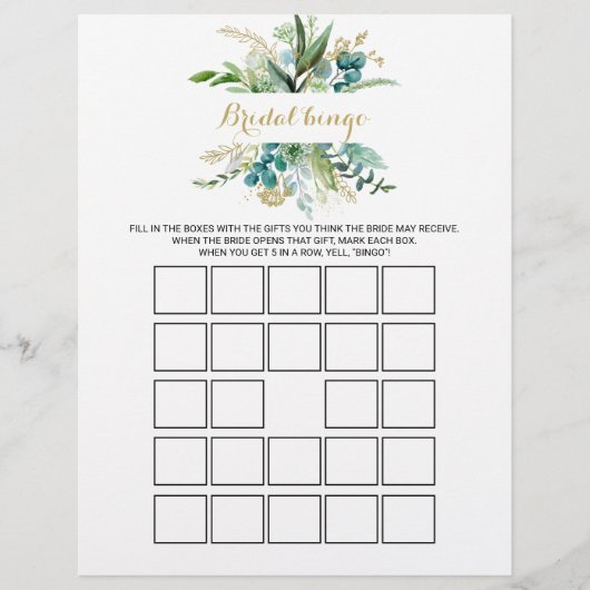 金ゴールド&ユーカリブライダルビンゴ,ブライダルシャワーゲーム (正面)