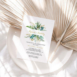 金ゴールド&ユーカリプトゥスブランチ&バブリーブライダルシャワー 招待状