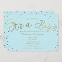 金ゴールド&ライトブルーモダン男の子の赤ちゃんシャワー