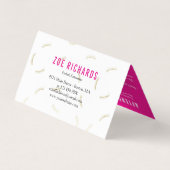 金ゴールド·ラッシフェイクュ·ピンク·ラッシュ·アーティスト·アフター·ケア 名刺 (裏面)