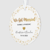 金ゴールド・リーフ結婚した写真がパンデミックのクリスマス オーナメント (正面)