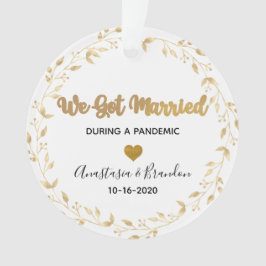 金ゴールド・リーフ結婚した写真がパンデミックのクリスマス オーナメント