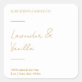 金ゴールド&ルクス香り付きキャンドルスクエアラベル スクエアシール (正面)