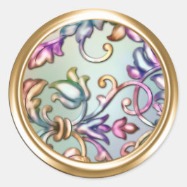 金ゴールド&レインボーダマスク封筒用シール ラウンドシール