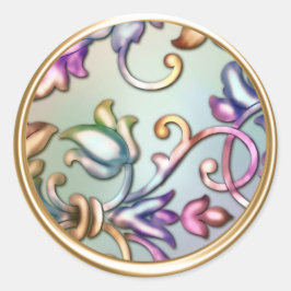 金ゴールド&レインボーダマスク封筒用シール ラウンドシール