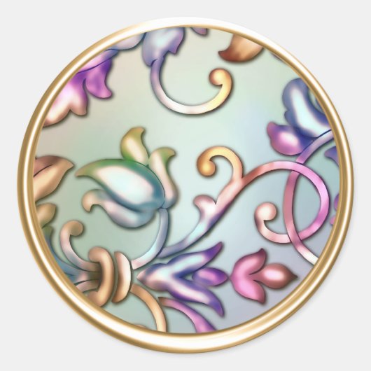 金ゴールド&レインボーダマスク封筒用シール ラウンドシール (正面)