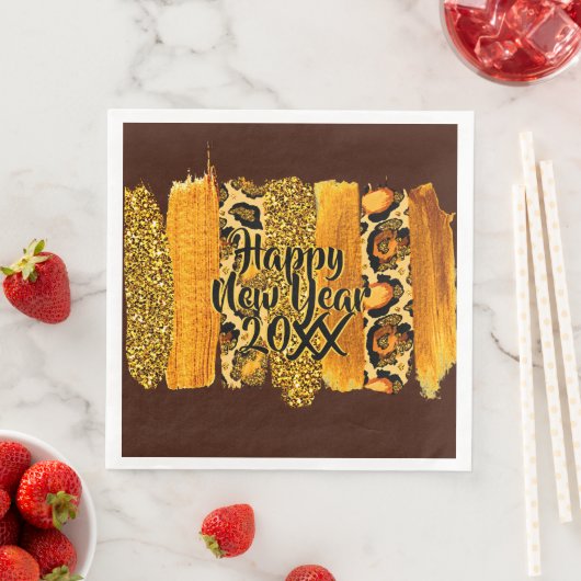 金ゴールド&レオパードブラシストローク新年20xx (インサイチュ)