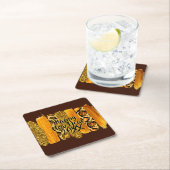 金ゴールド&レオパードブラシストローク新年20xx スクエアペーパーコースター (インサイチュ)