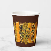 金ゴールド&レオパードブラシストローク新年20xx 紙コップ (裏面)