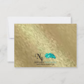 金ゴールド・レスポンス・カード上の黒い封筒マスク 出欠カード (裏面)