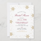 金ゴールド&レッドウィンタークリスマスブライダルウェディングシャワー 招待状 (正面)