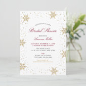 金ゴールド&レッドウィンタークリスマスブライダルウェディングシャワー 招待状 (スタンド正面)