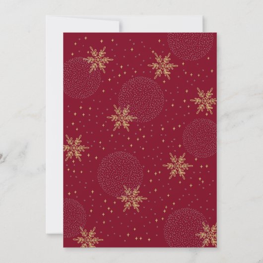 金ゴールド&レッドウィンタークリスマスブライダルウェディングシャワー 招待状 (裏面)