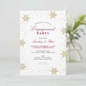 金ゴールド&レッドウィンタークリスマス婚約パーティInvite 招待状 (スタンド正面)