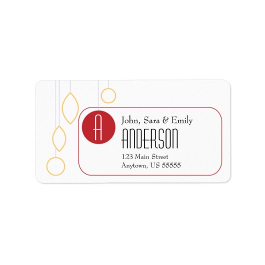 金ゴールド&レッドオンホワイトホリデーオーナメント ラベル (正面)