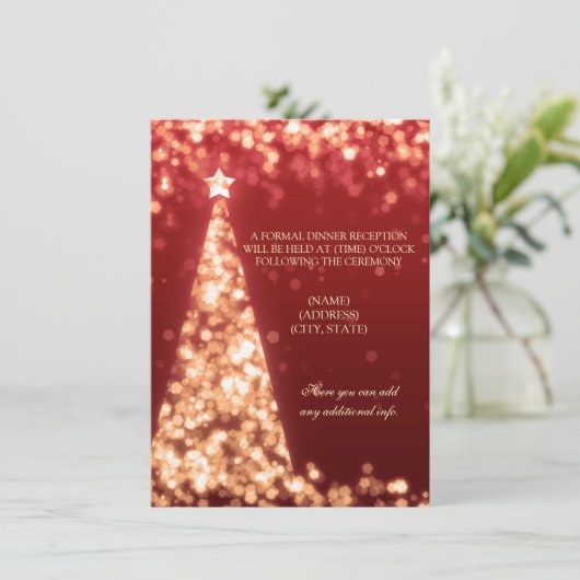 金ゴールド&レッドクリスマスウェディングレセプションのみ 招待状 (スタンド正面)
