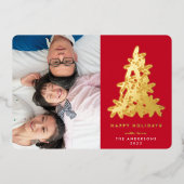 金ゴールド&レッドクリスマスパイン写真 箔シーズンカード (正面)