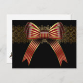 金ゴールド&レッドクリスマスボウホリデーポストカード シーズンポストカード (正面/裏面)