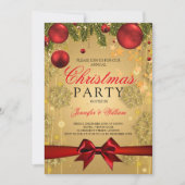 金ゴールド&レッドグラムクリスマスホリデーパーティー 招待状 (正面)