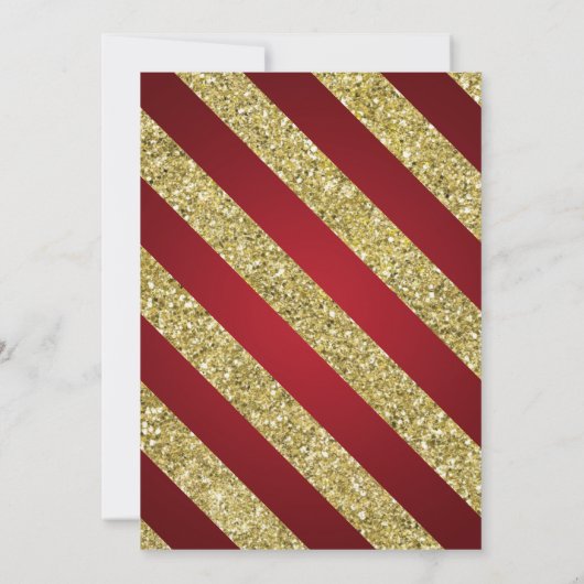 金ゴールド&レッドグリッタースノーフレーククリスマスホリデーパーティ 招待状 (裏面)