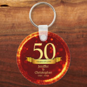 金ゴールド&レッドグリッター編集年結婚記念日 キーホルダー (正面)