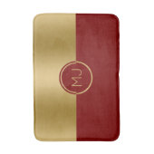 金ゴールド&レッドジオメトリックデザインモノグラム バスマット (正面縦)