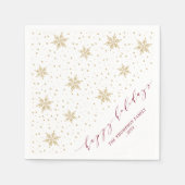 金ゴールド&レッドスノーフレークスクリスマスホリデーパーティー スタンダードカクテルナプキン (正面)