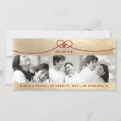 金ゴールド&レッドノットダブルハピネス3写真中国の セーブザデート (正面)