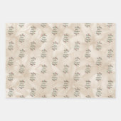 金ゴールド，レッドポインセティアホリデイ ラッピングペーパーシート (正面3)