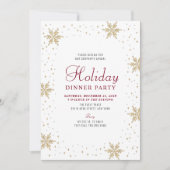 金ゴールド&レッドモダンホリ企業のディナーパーティー 招待状 (正面)