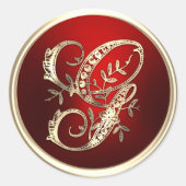 金ゴールド&レッドモノグラムG封筒用シール ラウンドシール (正面)