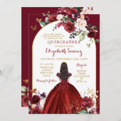 金ゴールド&レッドローゼスフローラキンセアニラ 招待状 (正面/裏面)