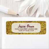 金ゴールド&レッドヴィンテージフローラアーカスタムト住所 シール (インサイチュ)