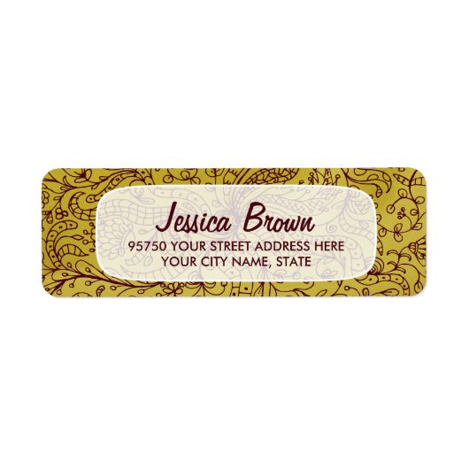 金ゴールド&レッドヴィンテージフローラアーカスタムト住所 シール (正面)