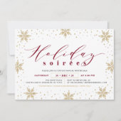 金ゴールド&レッド企業のホリディソーリーパーティー 招待状 (正面)