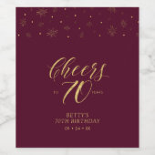 金ゴールド&レッド応援70年、70歳の誕生日パーティー ワインラベル (シングルラベル)