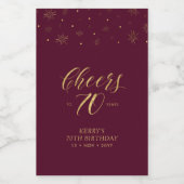 金ゴールド&レッド応援70年、70歳の誕生日パーティー ワインラベル (シングルラベル)