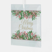 金ゴールド、レッド・バリメリークリスマス結婚した ガラスオーナメント (正面左)