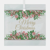 金ゴールド、レッド・バリメリークリスマス結婚した ガラスオーナメント (正面)