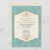 金ゴールド&レークラシックスフォーマルブライダルシャワー 招待状 (正面/裏面)