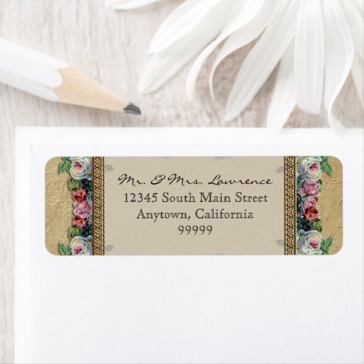 金ゴールド&レースクラシックエレガフォーマルントウェディングアドレス ラベル (インサイチュ)