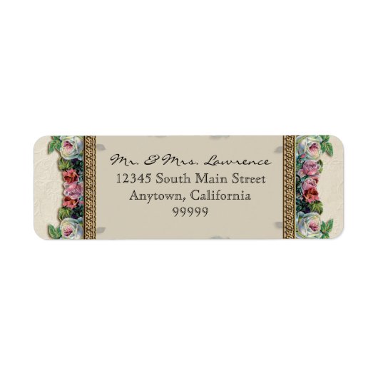 金ゴールド&レースクラシックエレガフォーマルントウェディングアドレス ラベル (正面)