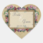 金ゴールド&レースクラシックエレガフォーマルントウェディング招待状 ハートシール (正面)