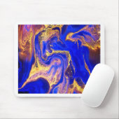 金ゴールド、ロイヤルブルー、渦巻自然な、大理石石、モダン マウスパッド (マウス)