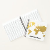 金ゴールド・ワールド・マップ・トラベル・ノパーソナライズされたート ノートブック (内部)