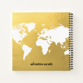 金ゴールド・ワールド・マップ・トラベル・ノパーソナライズされたート ノートブック (裏面)