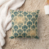 金ゴールド&ヴィンテージブルー素朴グモダンラムダマスク クッション (ブランケット)