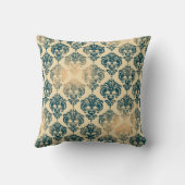 金ゴールド&ヴィンテージブルー素朴グモダンラムダマスク クッション (裏面)